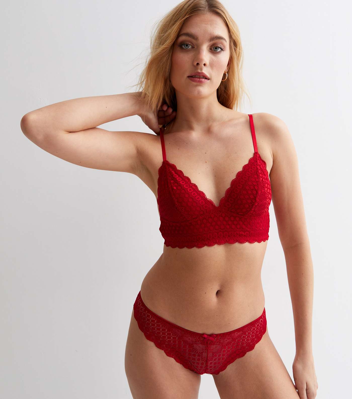 Red Linear Lace Bralette Image 3