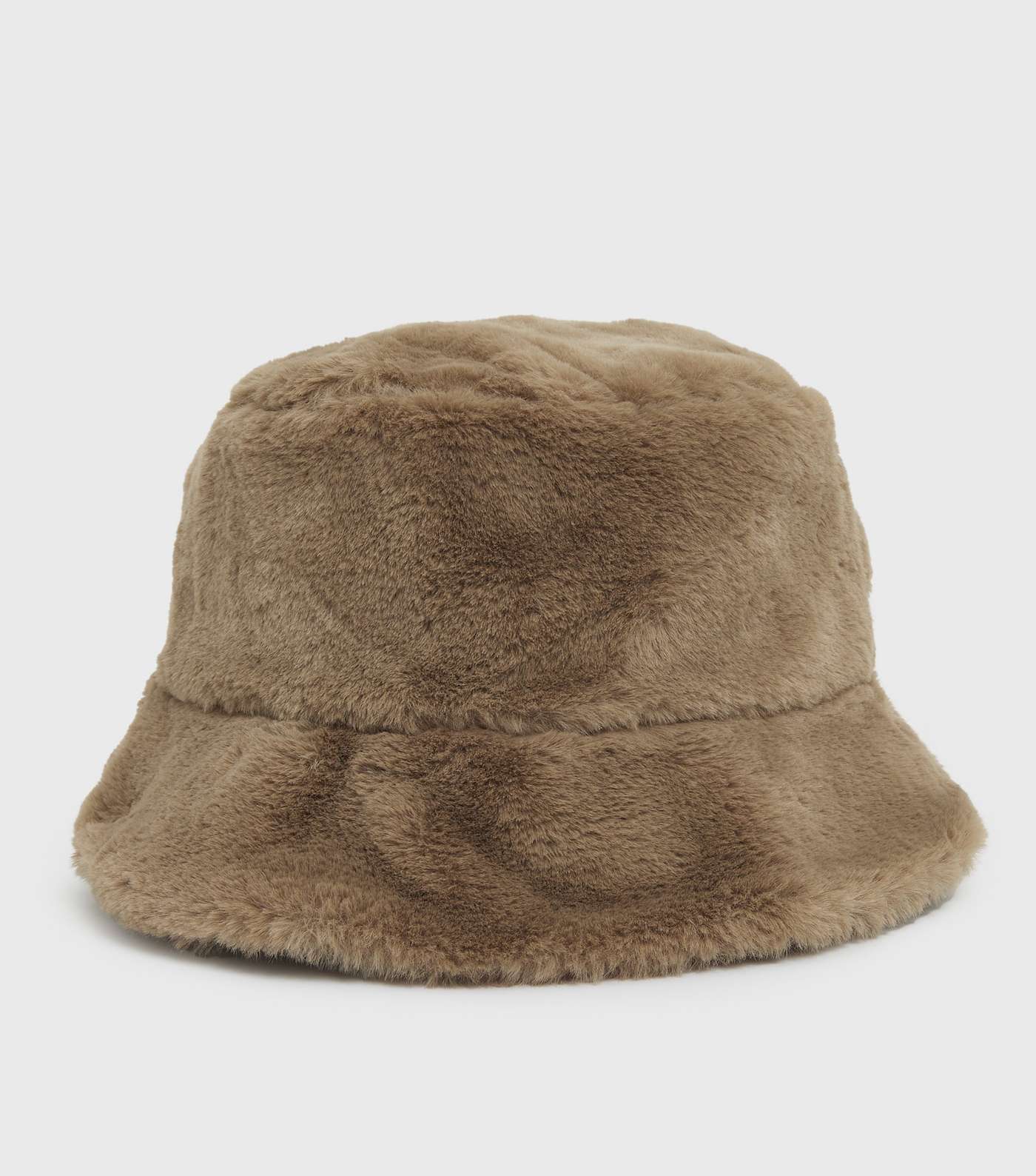 PIECES Light Brown Faux Fur Bucket Hat Image 2