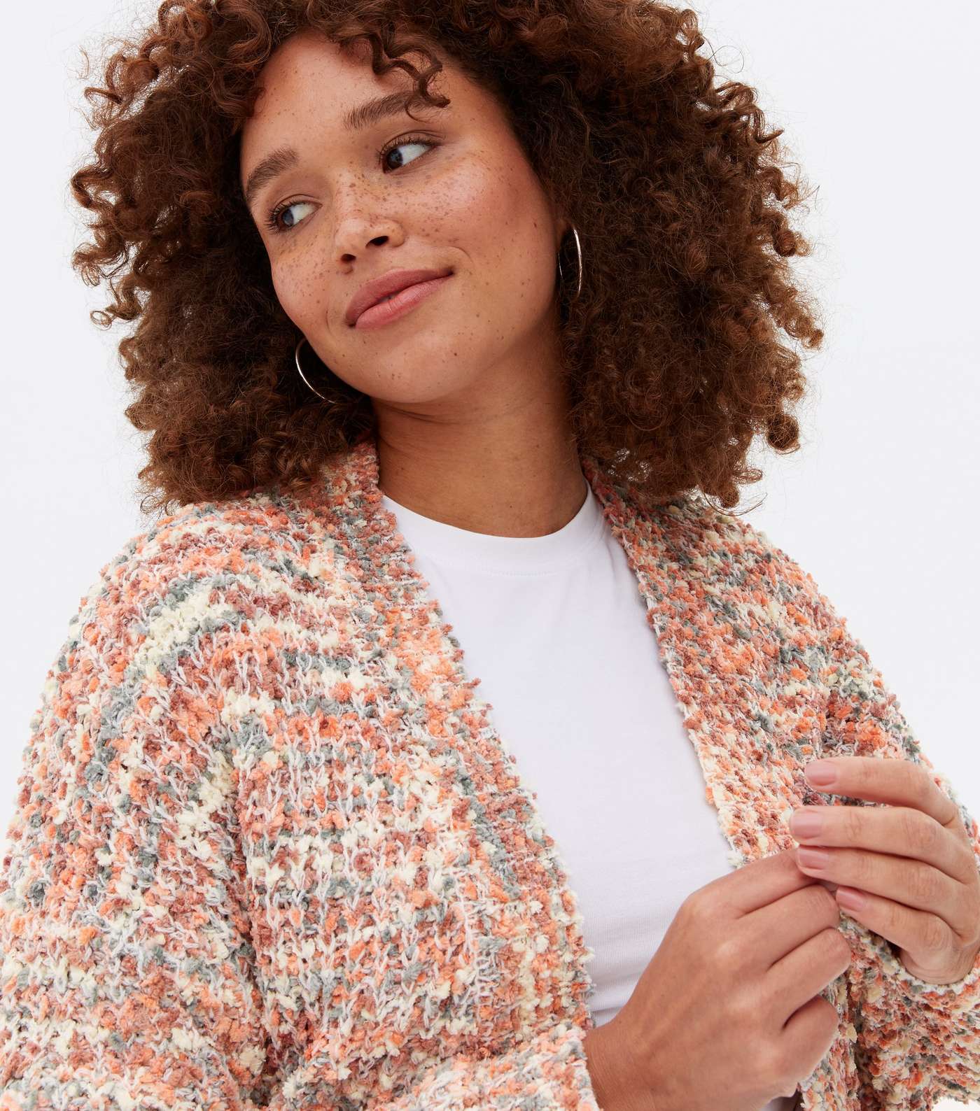 Sunshine Soul Coral Speckled Knit Cardigan Image 3