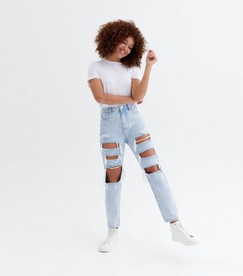 Pale Blue Extreme Rip High Waist Tori 