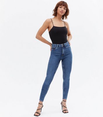 Blue High Waist Hallie Super Skinny Jeans New Look