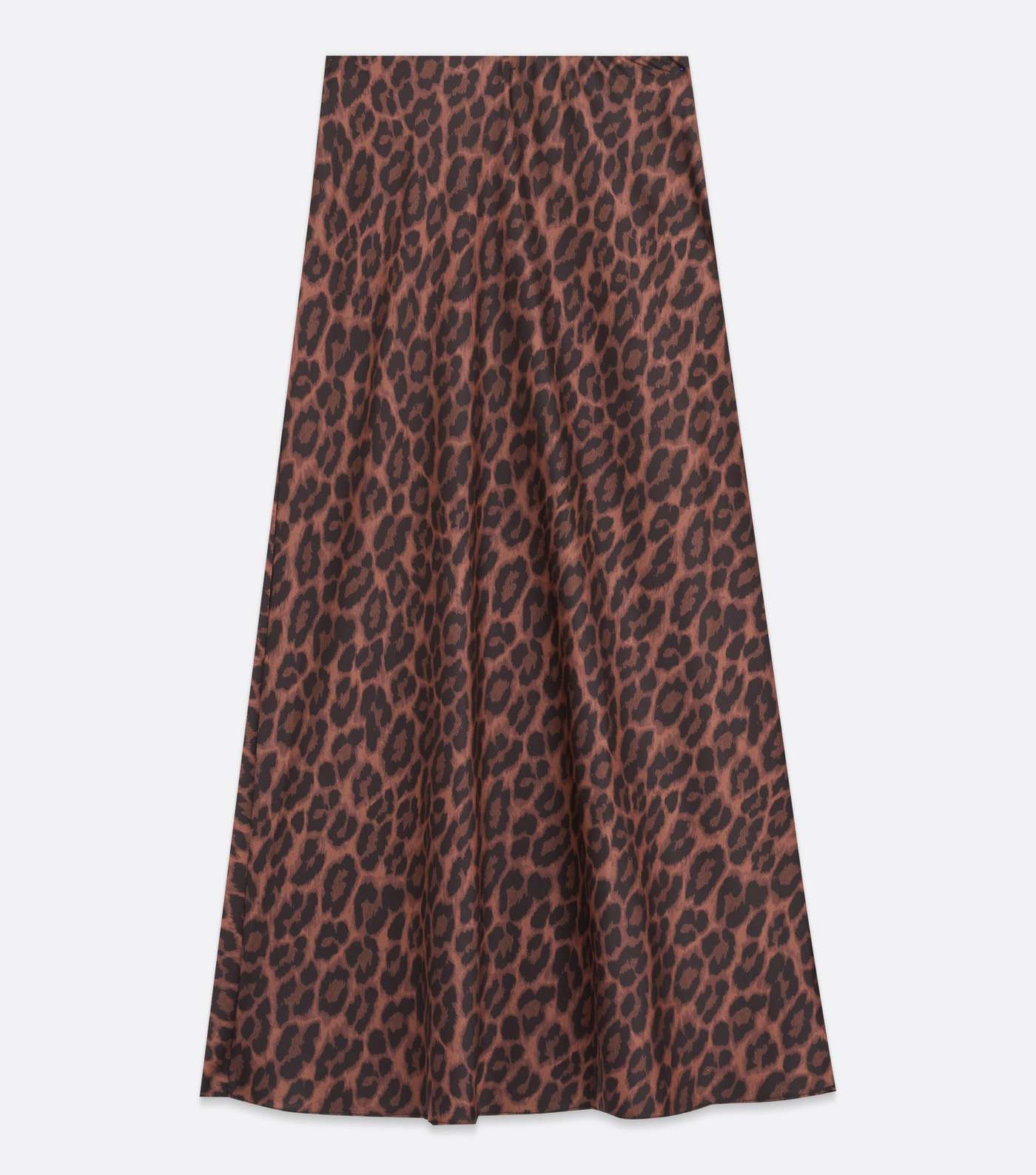 Brown Leopard Print Satin Bias Cut Midi Skirt Image 5