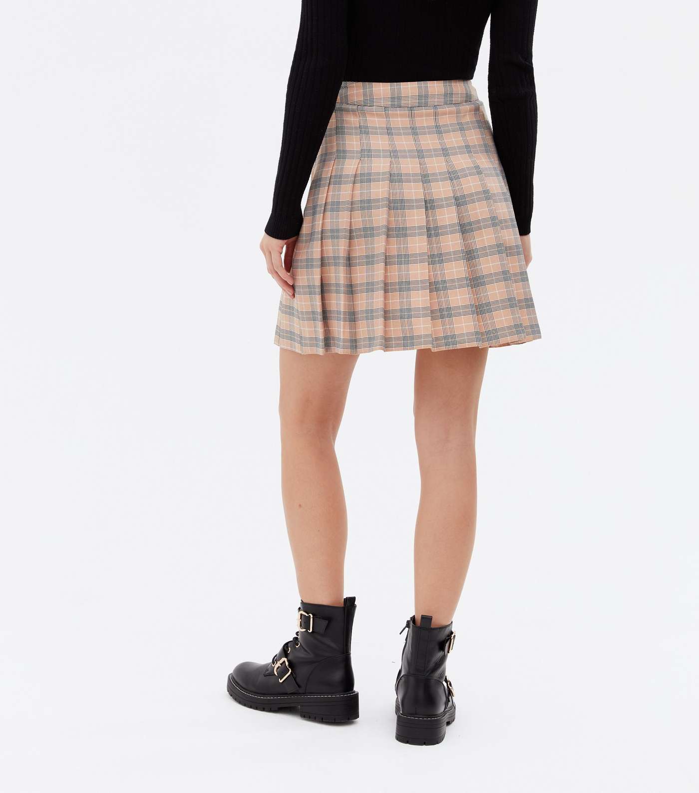 Brown Check Button Front Mini Tennis Skirt Image 4