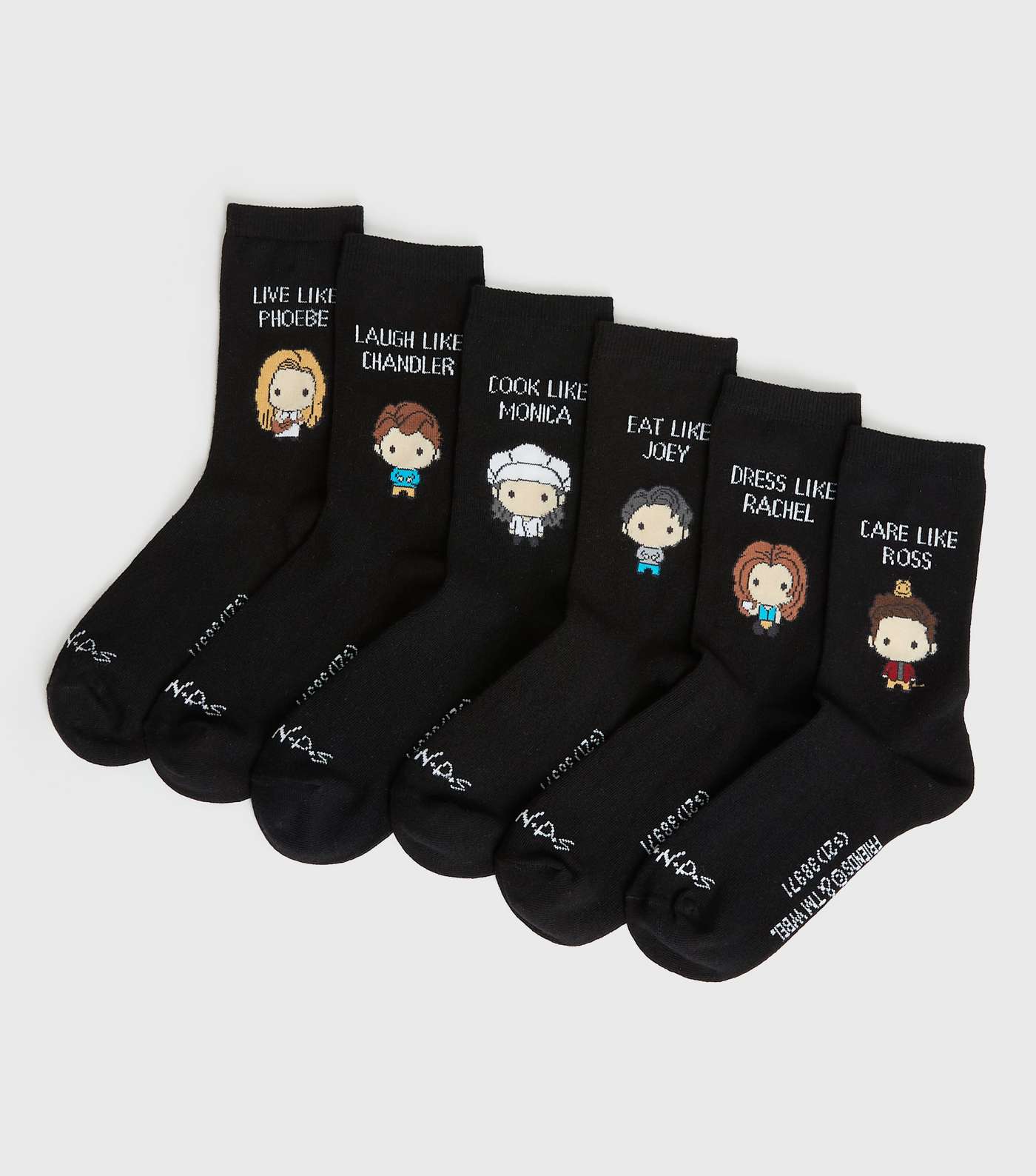 6 Pack Black Friends Characters Ankle Socks Image 2