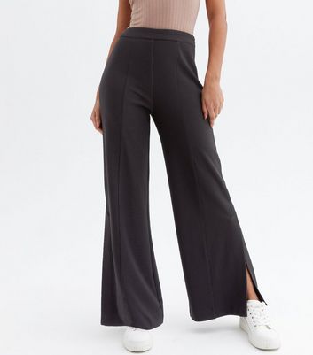 Seam Front Split Hem Flared Trousers