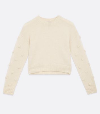 White Bobble Long Sleeve Jumper 