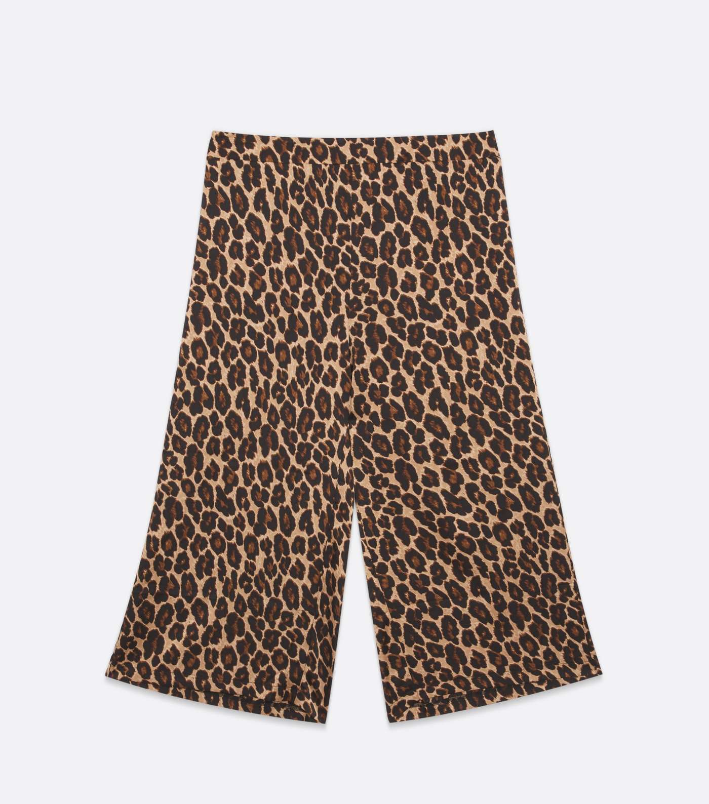 Curves Brown Leopard Print Crop Wide Leg Trousers Image 5