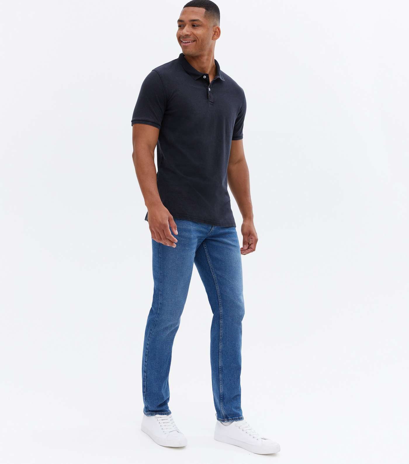 Only & Sons Navy Washed Slim Fit Polo Shirt Image 3