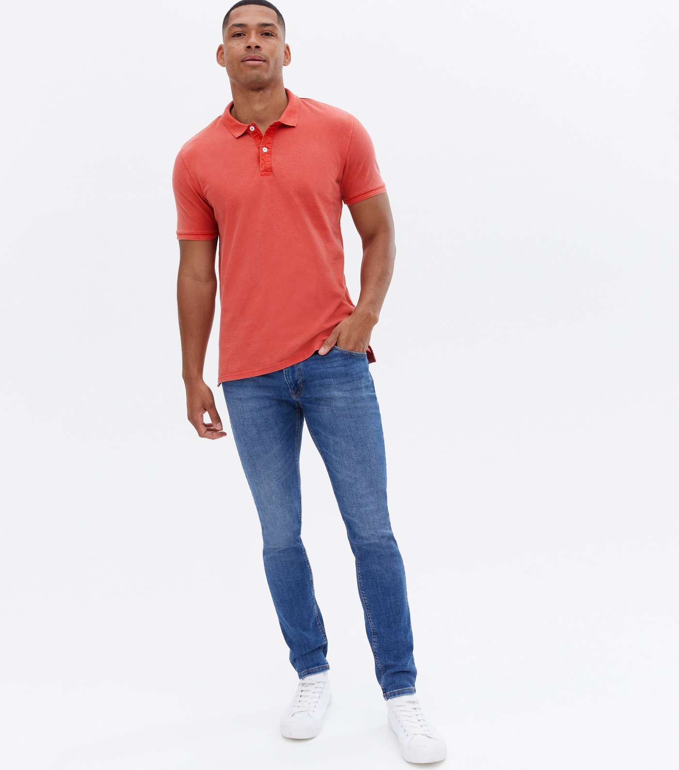 Only & Sons Red Washed Slim Fit Polo Shirt Image 3