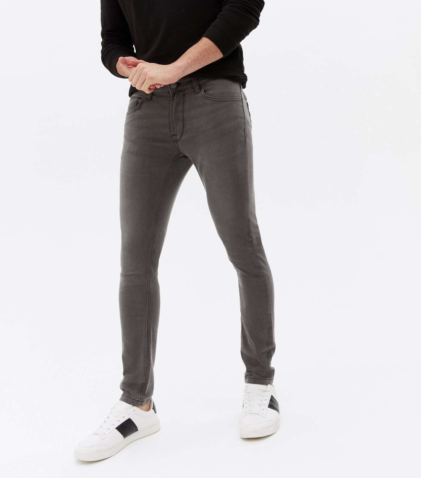 Only & Sons Dark Grey Skinny Jeans Image 3