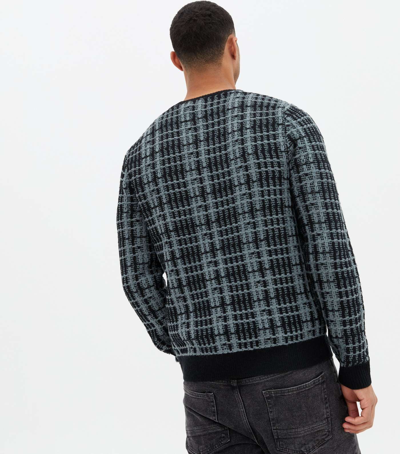 Only & Sons Blue Check Crew Neck Jumper Image 4