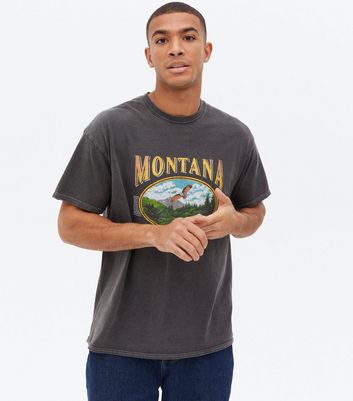 Black Washed Montana Logo T-Shirt | New 