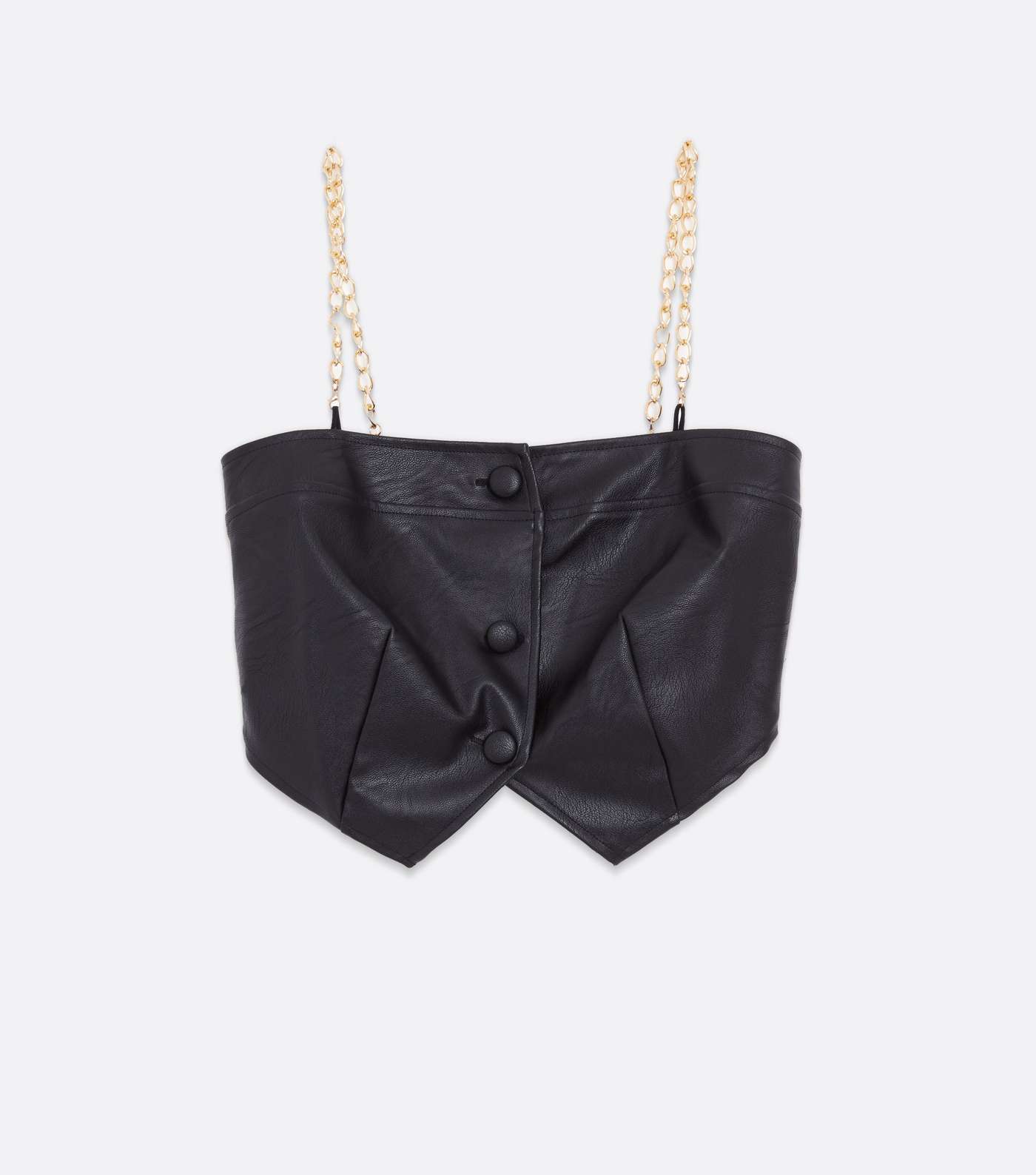 Cameo Rose Black Leather-Look Chain Strappy Crop Top Image 5
