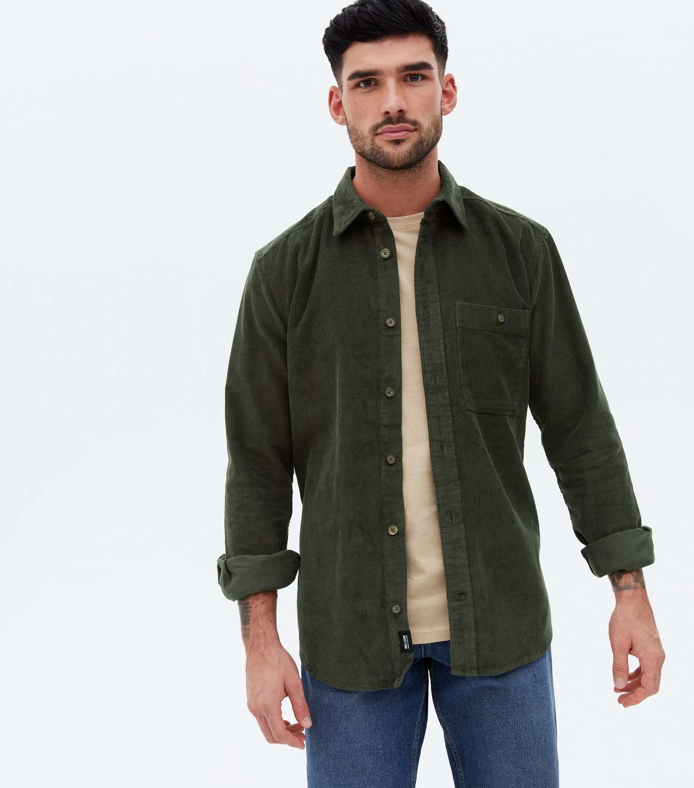 Only & Sons Dark Green Cord Long Sleeve Shirt