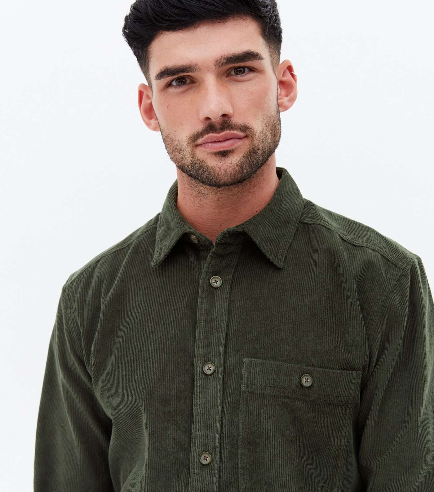 Only & Sons Dark Green Cord Long Sleeve Shirt Image 3