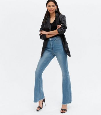 Pink Vanilla Blue Raw Hem Flared Jeans 
