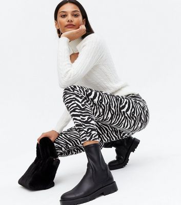 Pink Vanilla Black Zebra Print Straight 
