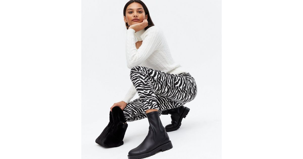 Pink Vanilla Black Zebra Print Straight Leg Jeans New Look