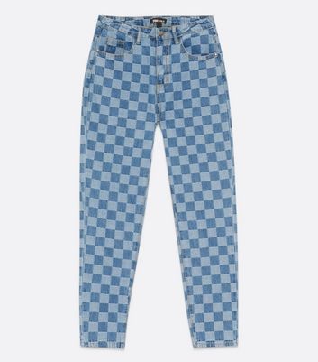 checkered blue jeans