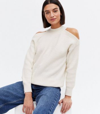 Open shoulder knit sweater sale