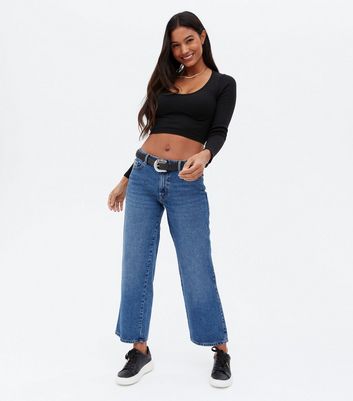ONLY Black Ribbed Long Sleeve Crop Top