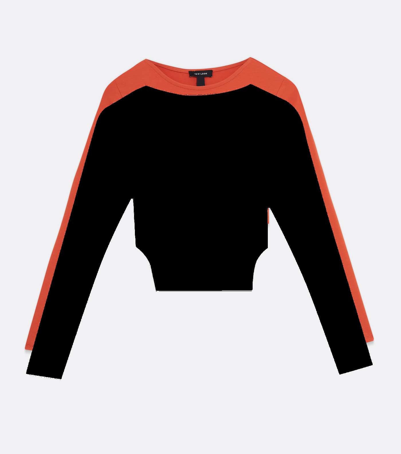 Orange Crew Neck Cut Out Side Long Sleeve Top Image 5