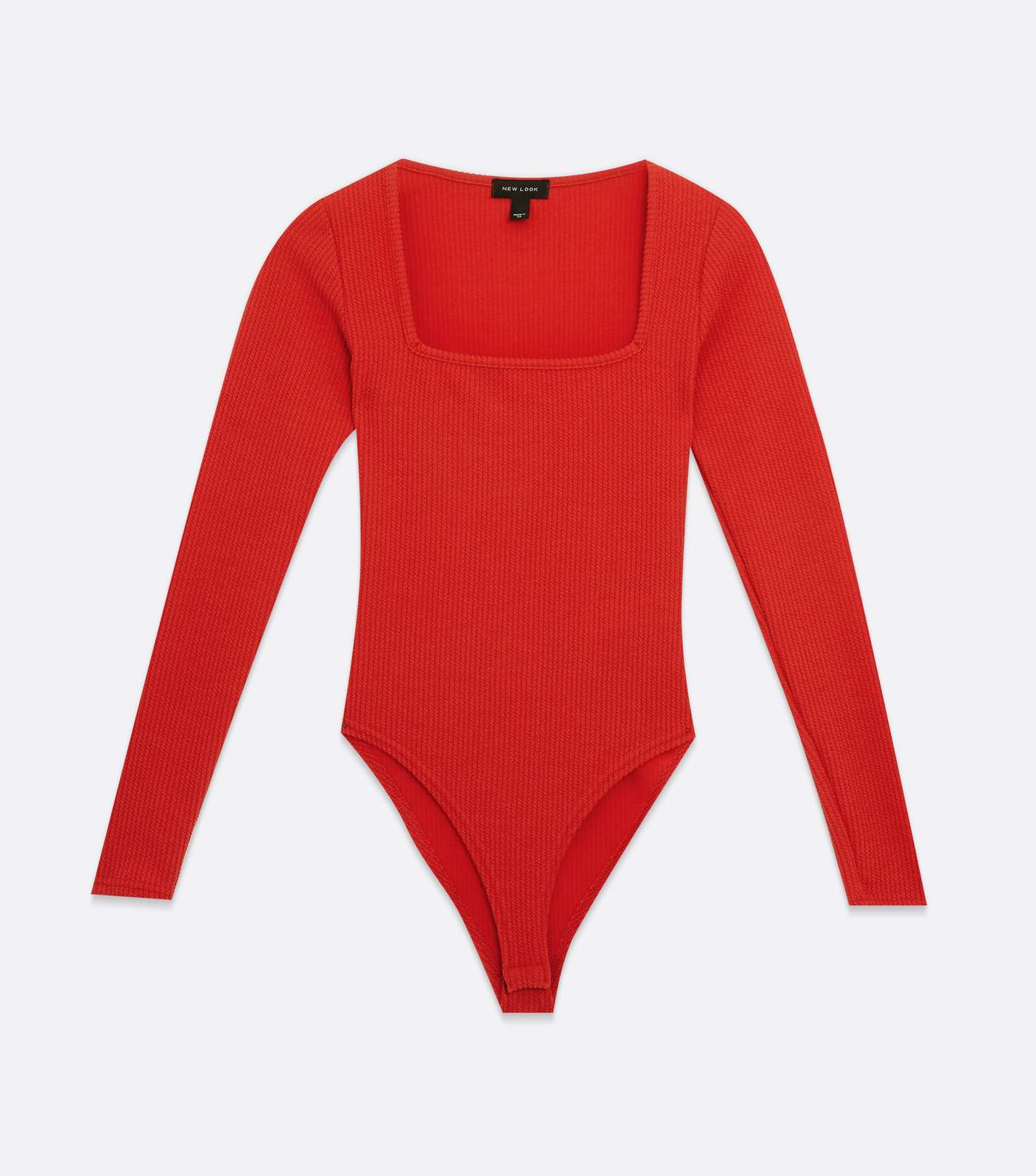Red Ribbed Square Neck Bodysuit Image 5
