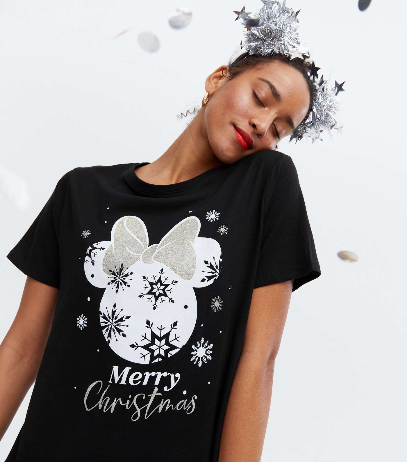 Black Christmas Disney Logo T-Shirt Image 3