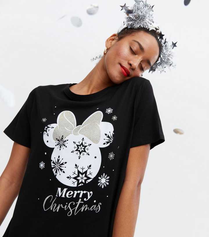 Black Christmas Disney Logo T-Shirt