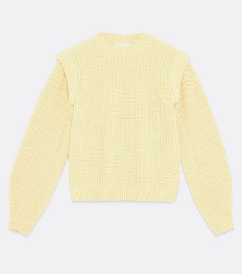 Pale Yellow Ribbed Puff Sleeve Jumper 