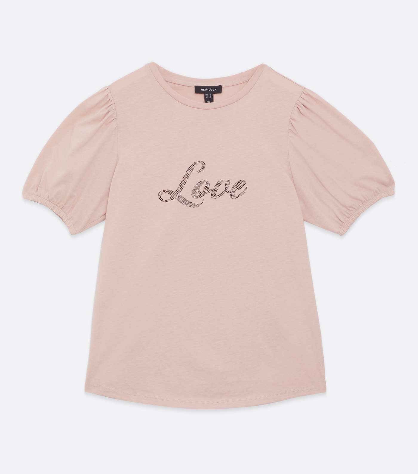 Pale Pink Puff Sleeve Love Logo T-Shirt Image 5