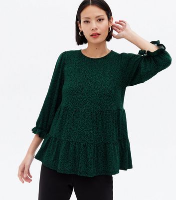 new look green leopard print blouse