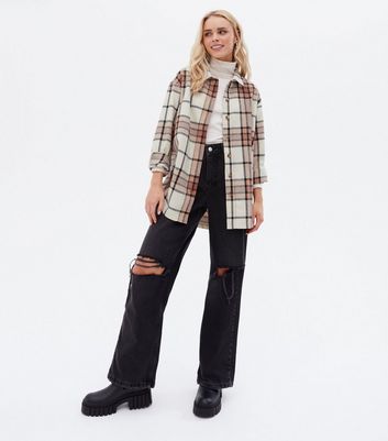Click to view product details and reviews for Petite Brown Check Brushed Overshirt New Look.