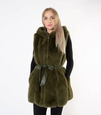 black fur hooded gilet