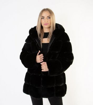 gini london black faux fur hooded jacket