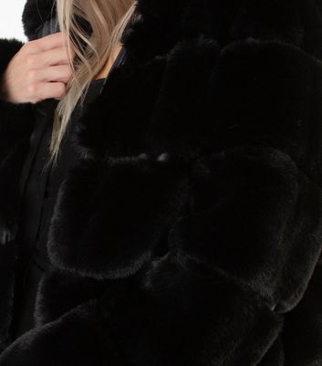 gini london black faux fur hooded jacket