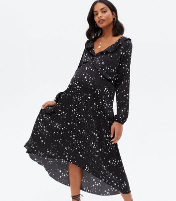 mint velvet black star print trapeze dress