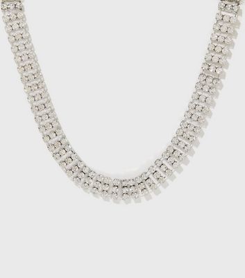 Damen Accessoires Little Mistress Silver Diamanté Necklace