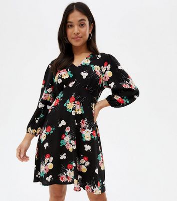 petite black floral dress