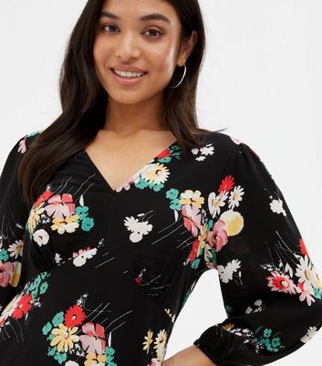 petite black floral dress