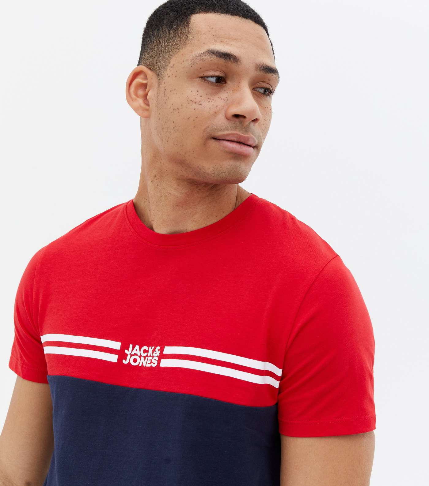 Jack & Jones Red Stripe Colour Block T-Shirt