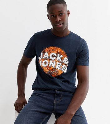 Herrenmode Bekleidung für Herren Jack & Jones Navy Palm Logo T-Shirt