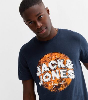 Herrenmode Bekleidung für Herren Jack & Jones Navy Palm Logo T-Shirt