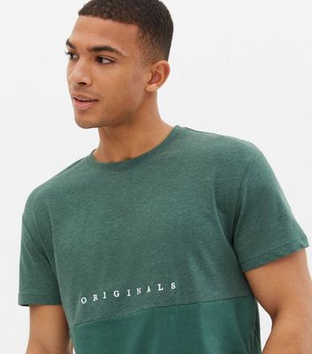 Jack & Jones Dark Green Colour Block Logo T-Shirt