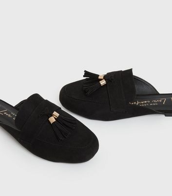 Click to view product details and reviews for Wide Fit Black Suedette Tassel Mules New Look Vegan.