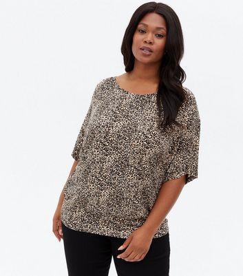 Click to view product details and reviews for Curves Brown Leopard Print Lattice Back T Shirt New Look.