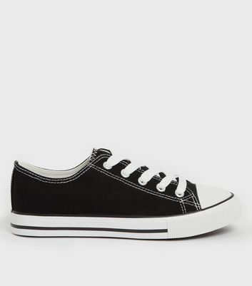 Click to view product details and reviews for Black Stripe Canvas Lace Up Trainers New Look.