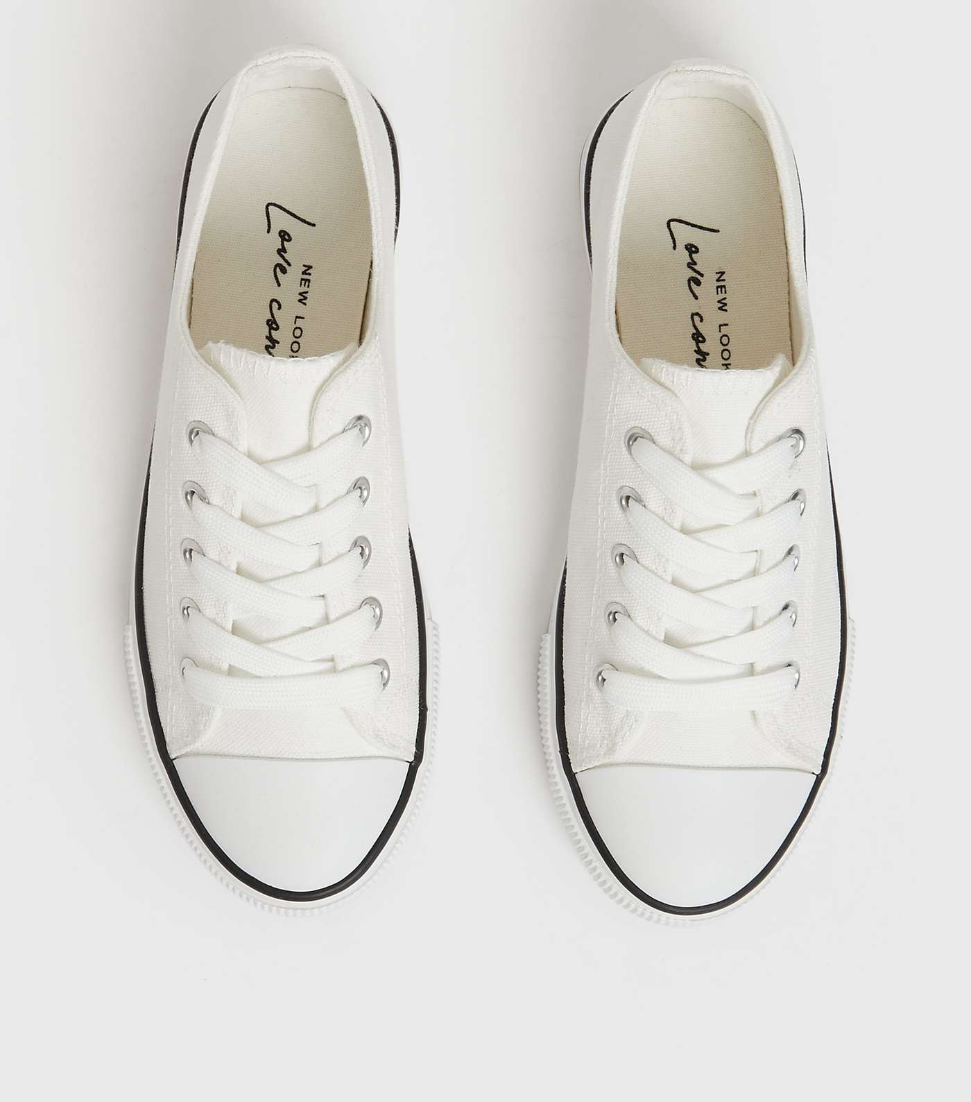 White Stripe Canvas Lace Up Trainers Image 3
