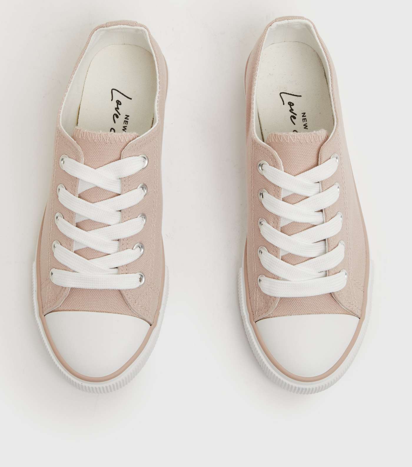 Pale Pink Stripe Canvas Lace Up Trainers Image 3