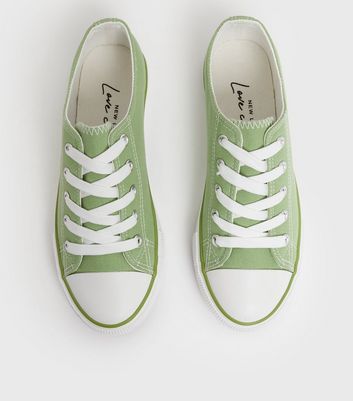 shop for Light Green Stripe Canvas Lace Up Trainers New Look at Shopo